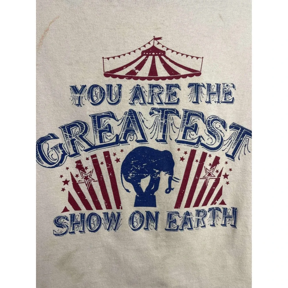 Gildan Heavy Cotton Youth Medium T Shirt Tan Circus Elephant 